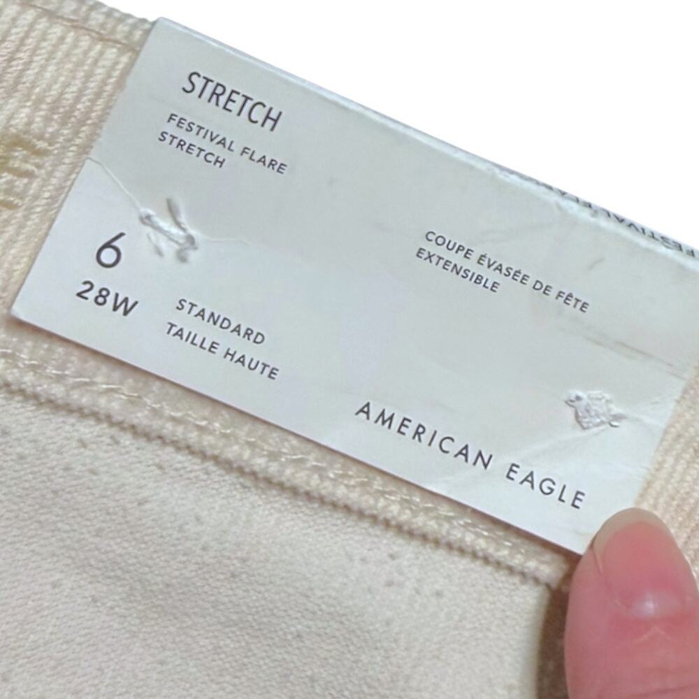 American Eagle Festival Flare Stretch Corduroy Pant Women's 6 Cream Spring NEW - Picture 3 of 9